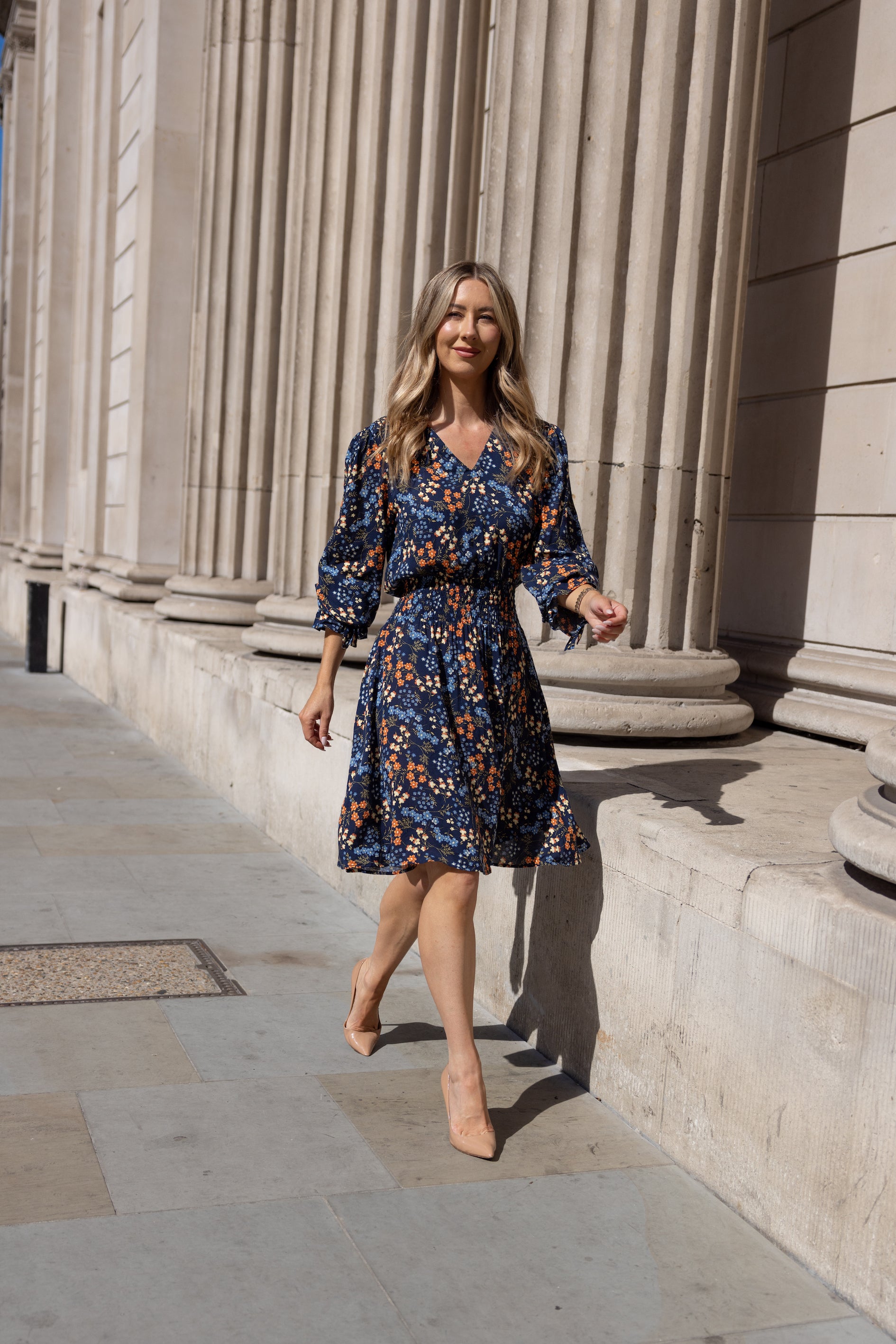 Blue Floral Smocked Waist Dress - Limited Edition Blue Floral Smocked Waist Dress - Limited Edition