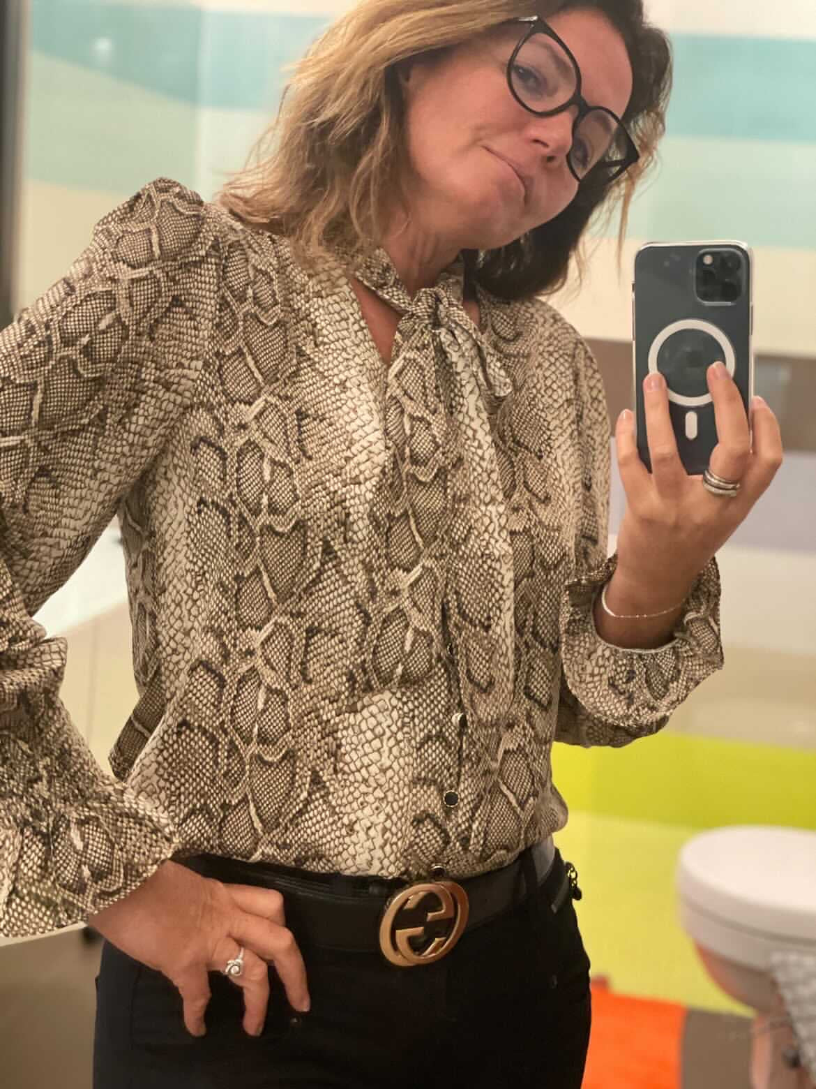 express snake print blouse