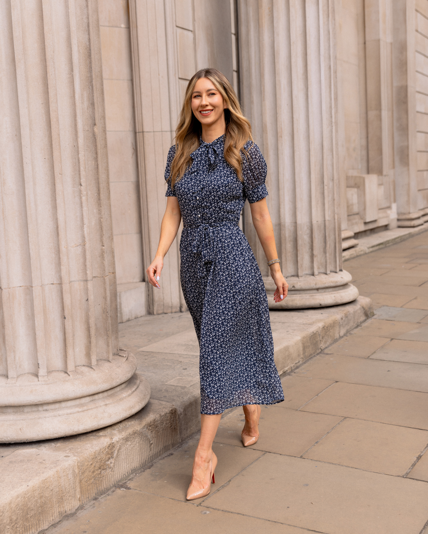 blue chiffon bow midi dress Rent Blue chiffon bow midi dress - Self-Portrait